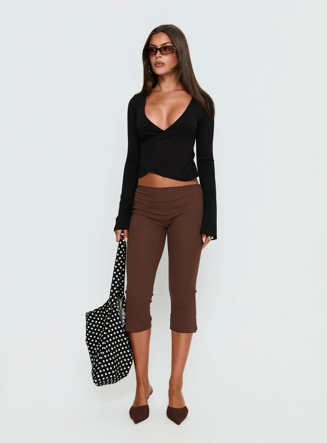 Baseline Rib Capri Pants Chocolate