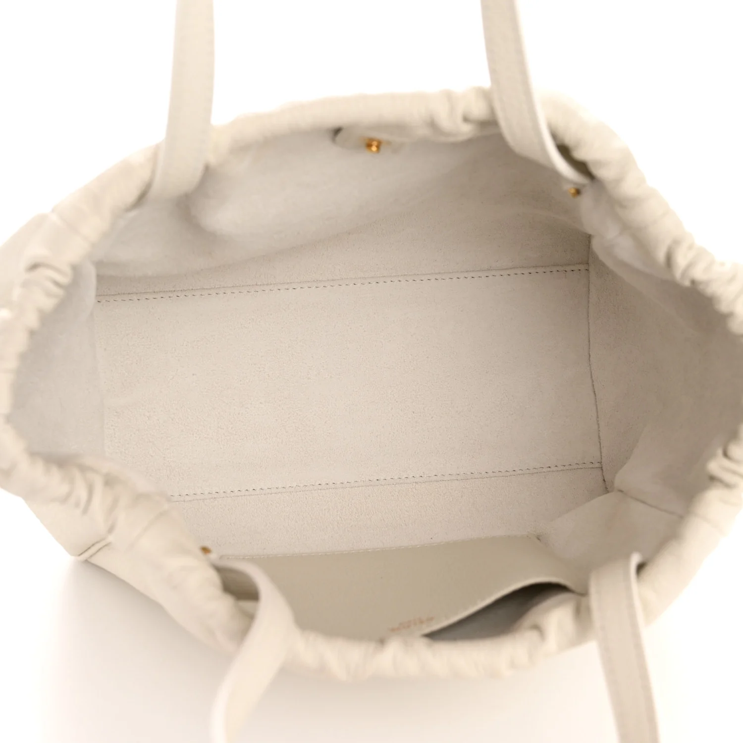 Calfskin Cuir Small Triomphe Cabas Drawstring White - Top Club