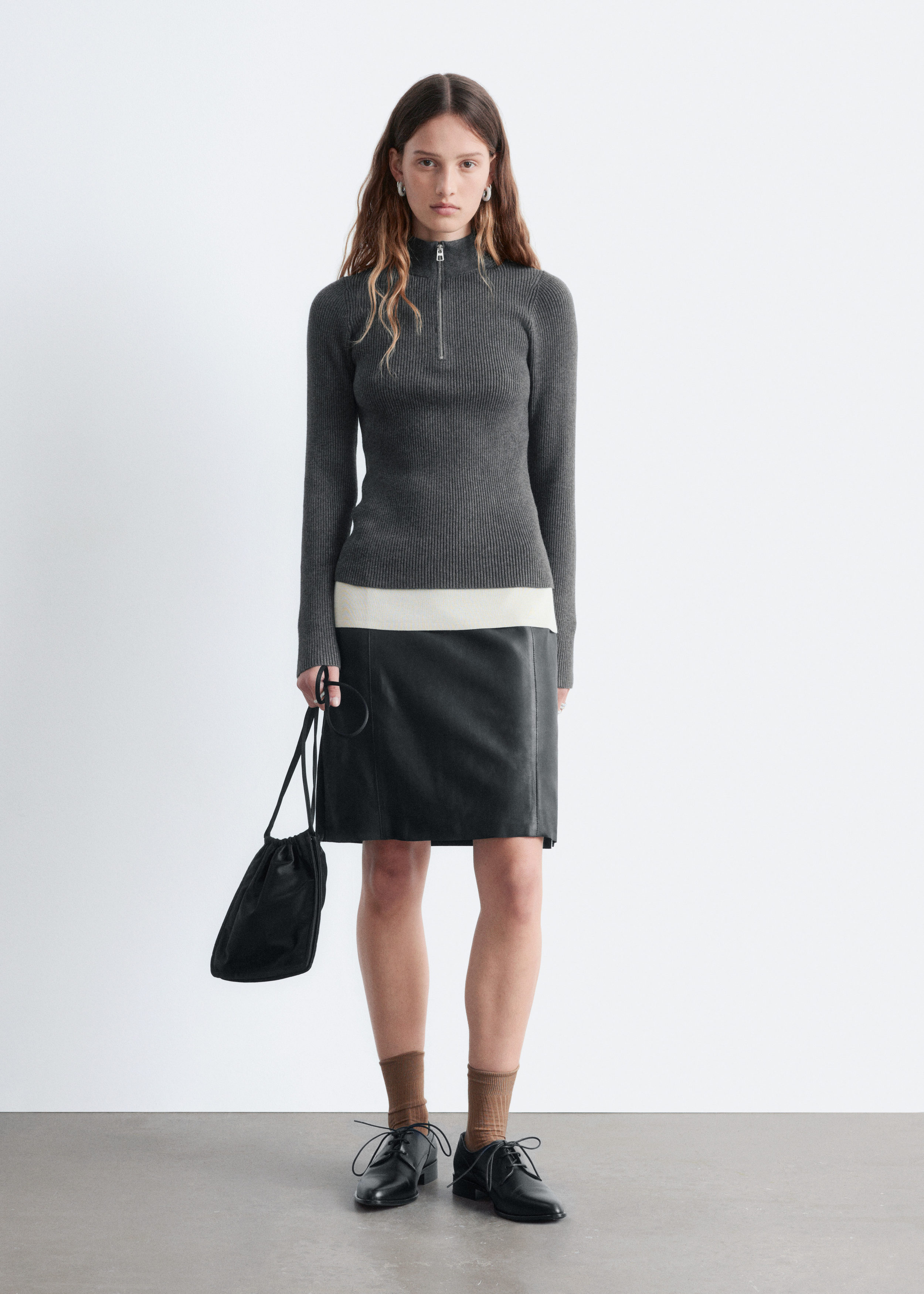 & Other Stories KNEE-LENGTH LEATHER SKIRT