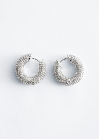 & Other Stories RHINESTONE HOOP EARRINGS