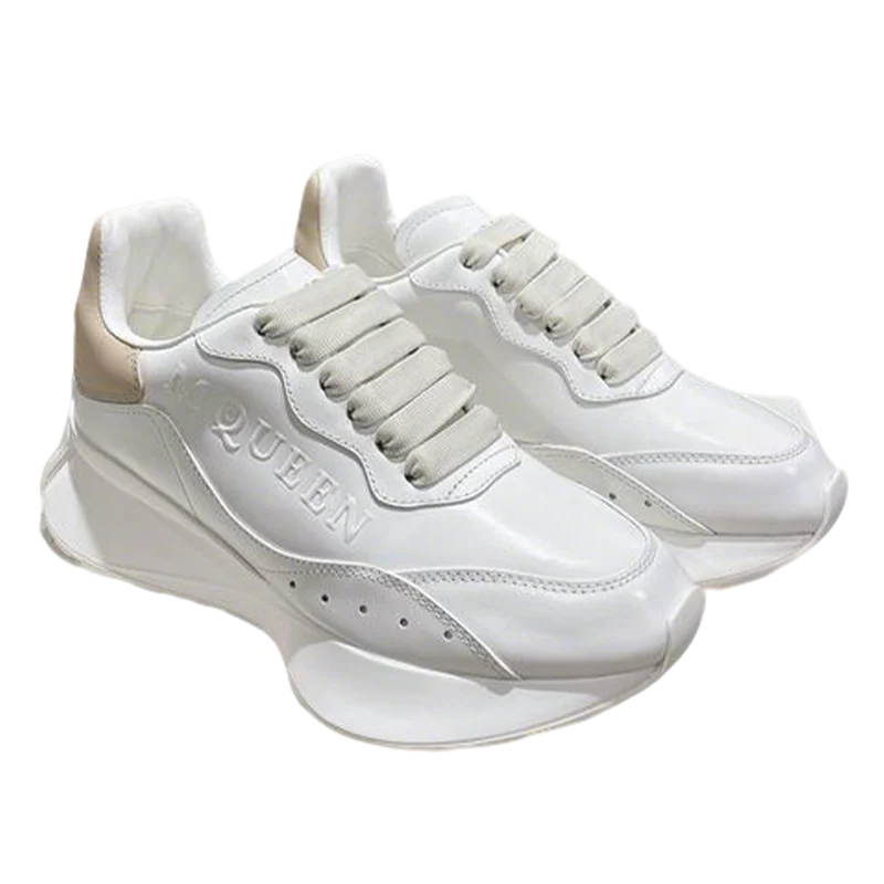 Chic Alexander McQueen Oversized Sneakers In White And Beige For Trendy Outfits - Sneaker Replica Workshop