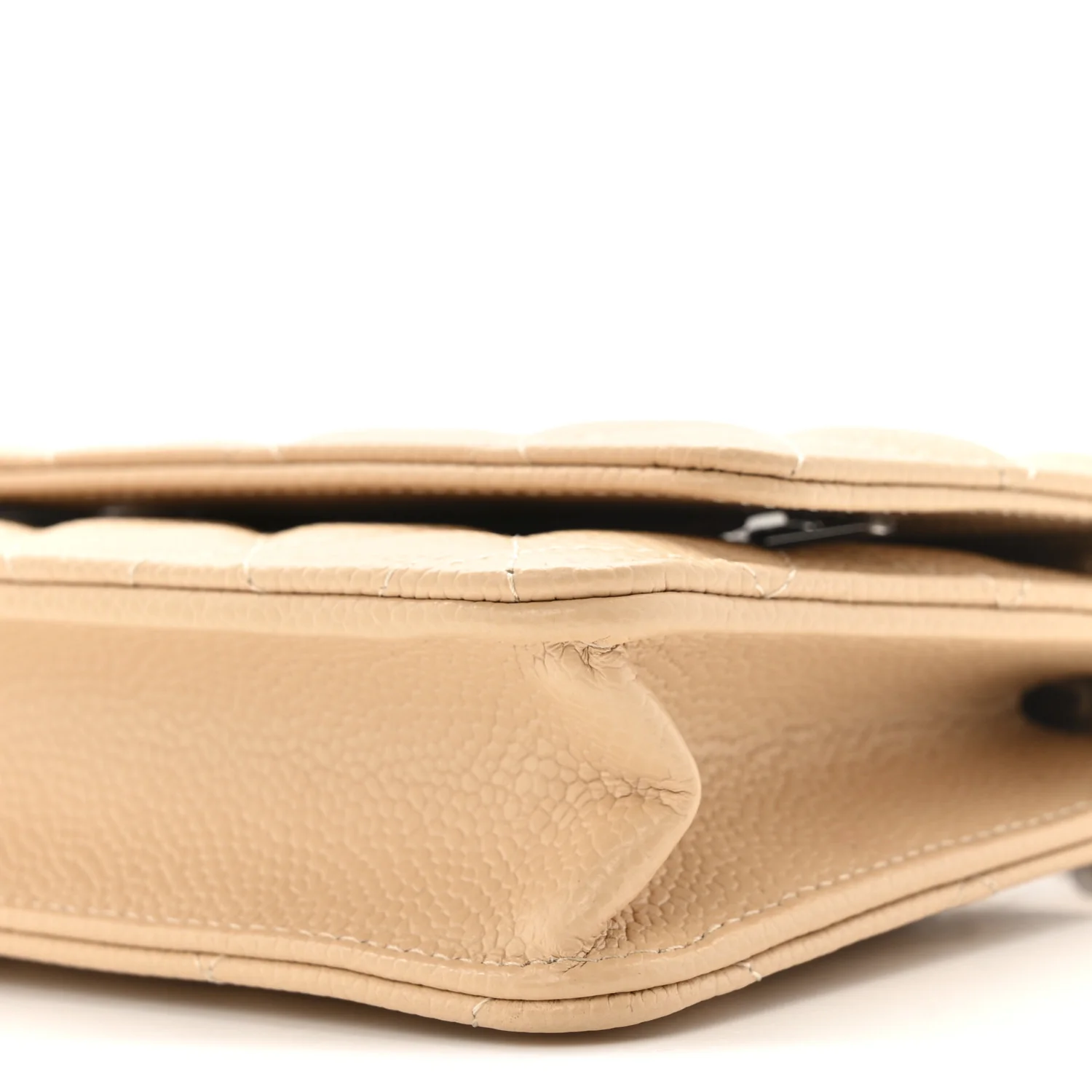 Caviar Quilted Wallet on Chain WOC Beige - Top Club