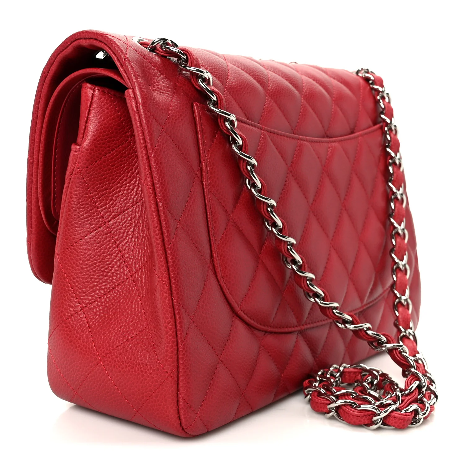 Caviar Quilted Jumbo Double Flap Dark Red - Top Club