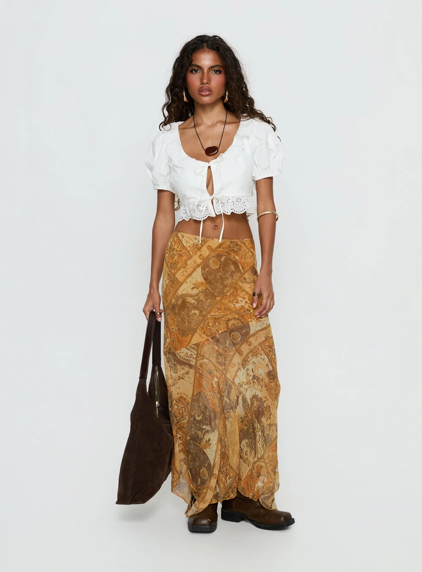 Lyanna Hanky Hem Maxi Skirt Multi