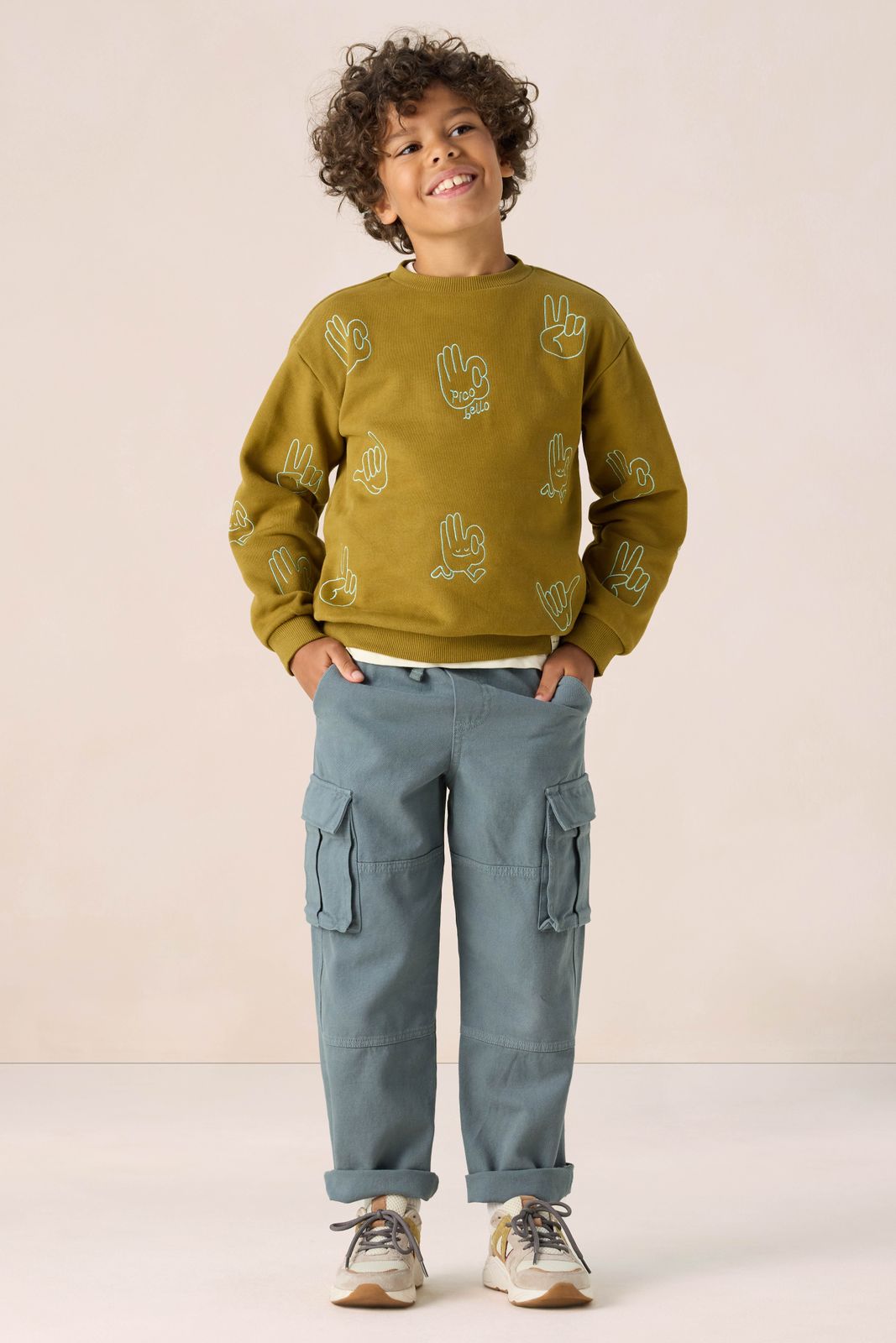 Donkergroene sweater met print