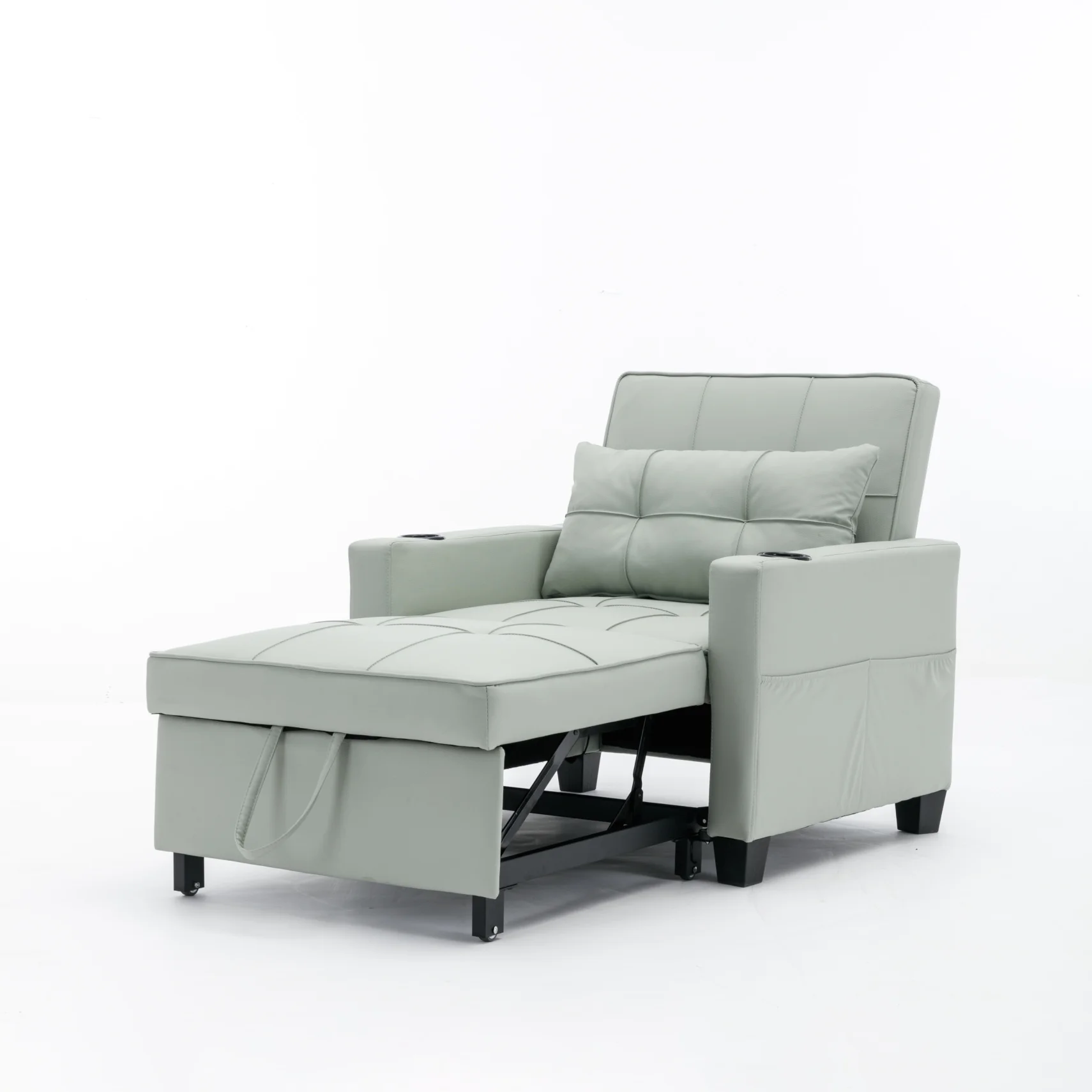 Convertible Futon Sofa Bed, 3 - in - 1 Multi - Functional Sleeper Chair Bed with USB Ports, Adjustable Backrest Recliner, for Living Room Bedroom Small Space, Tech Cloth, Dark Grey