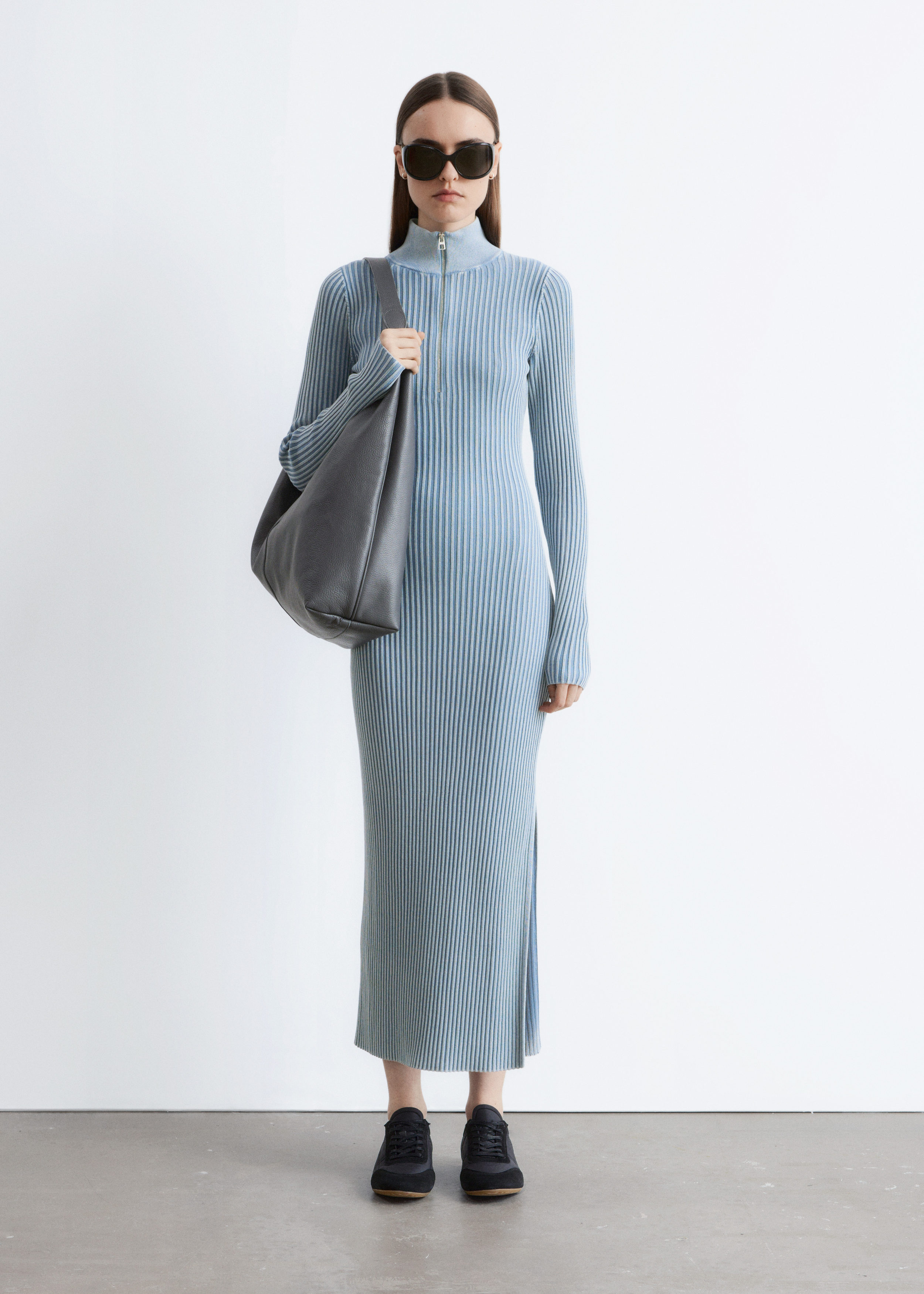 & Other Stories RIBBED ZIP-UP MAXI DRESS
