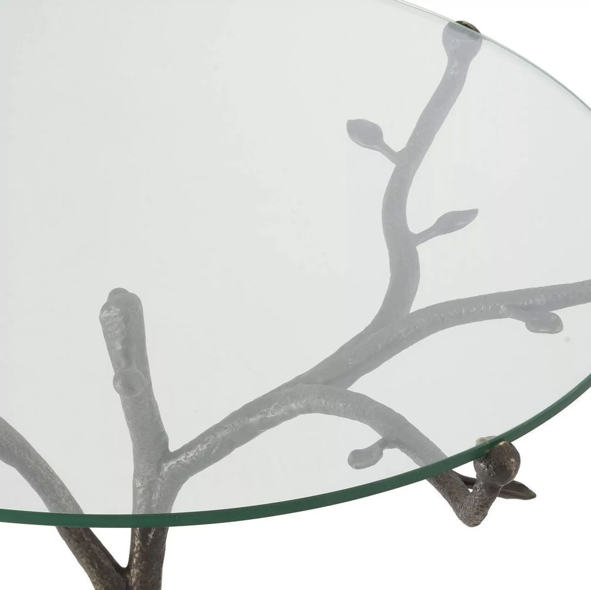 Luxury side table bronze color Ø 79.5 x H. 75 cm - Round tripod brass table with glass top - Living room furniture - Luxury furniture