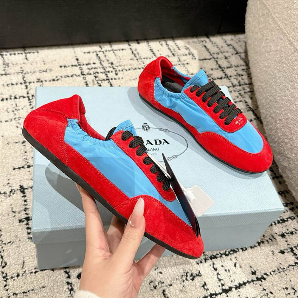 PRADA Collapse Re-Nylon and suede elasticized sneakers - Top Club