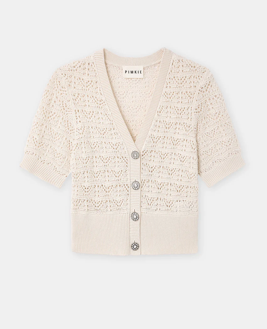 Pimkie Gilet manches courtes en maille ajourée
