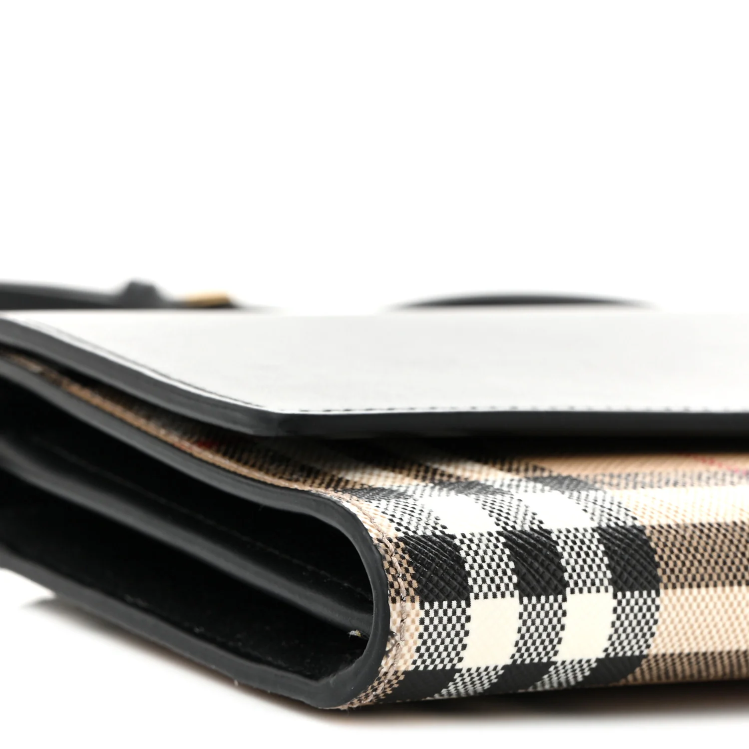 Calfskin Vintage Check Hannah Wallet with Detachable Strap Black - Top Club