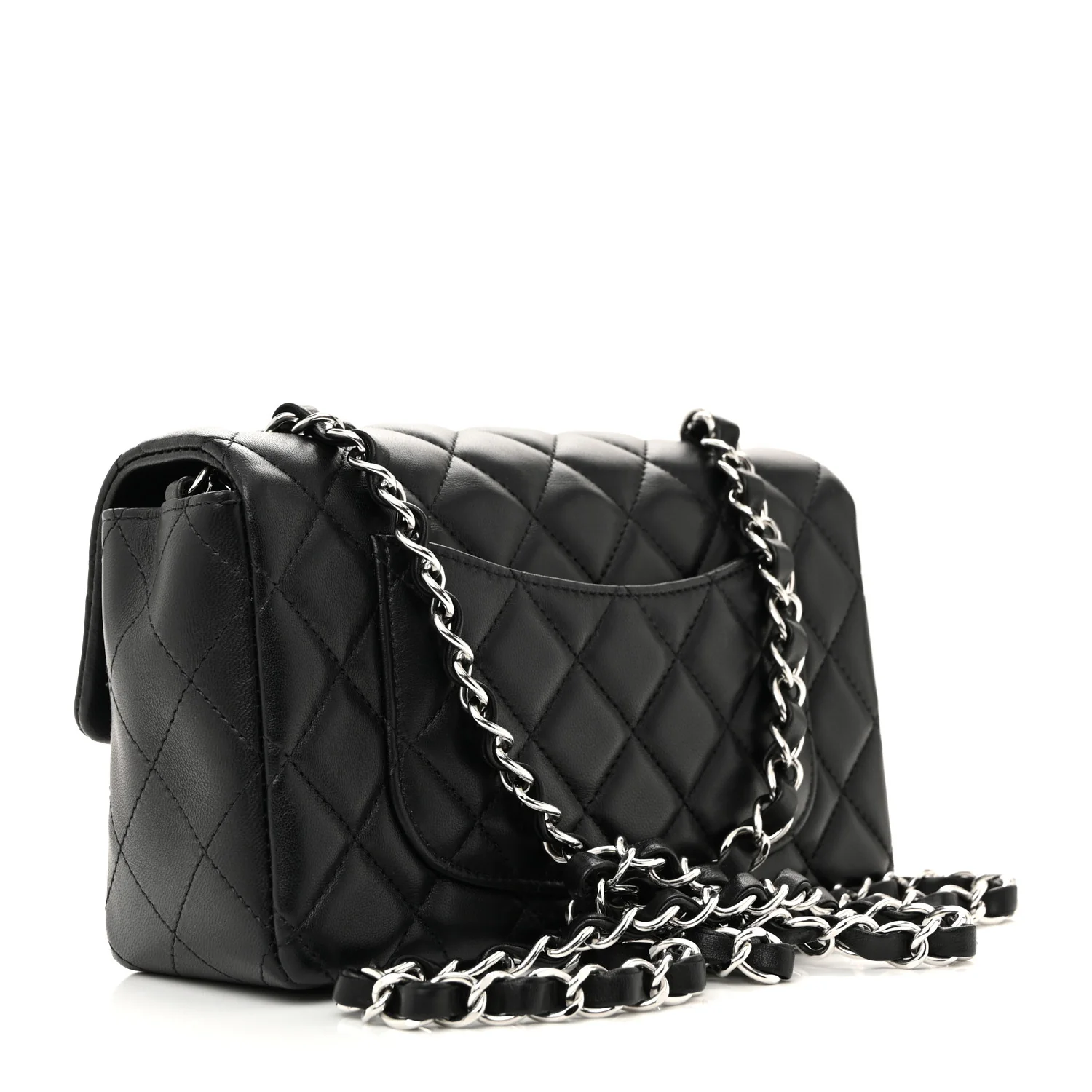 Lambskin Quilted Mini Rectangular Flap Black - Top Club