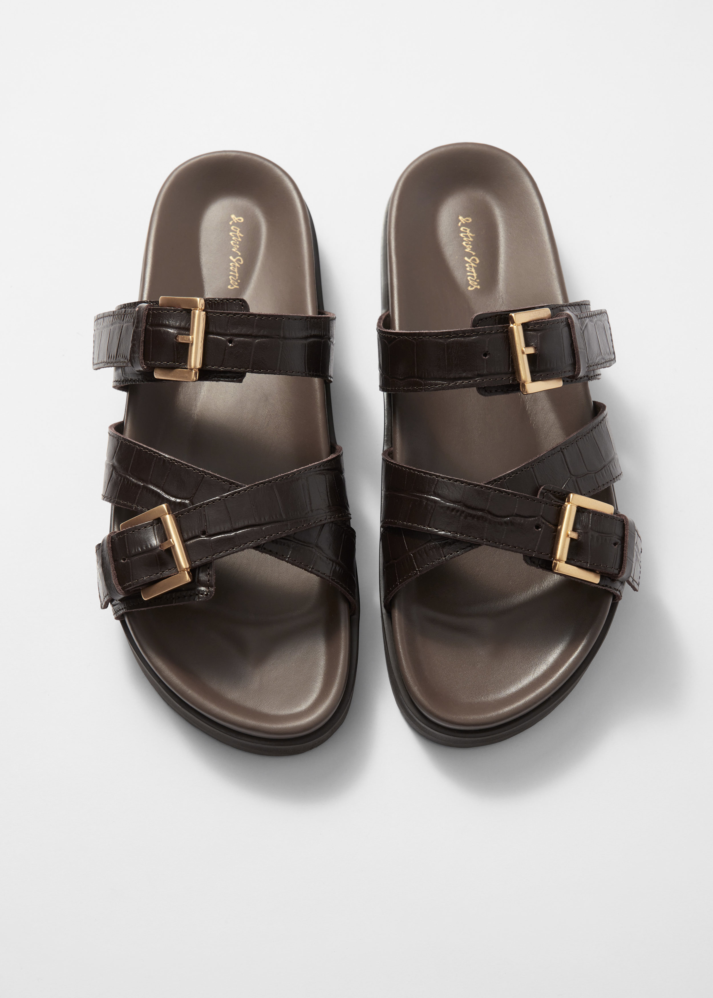 & Other Stories CROSS-STRAP LEATHER SANDALS