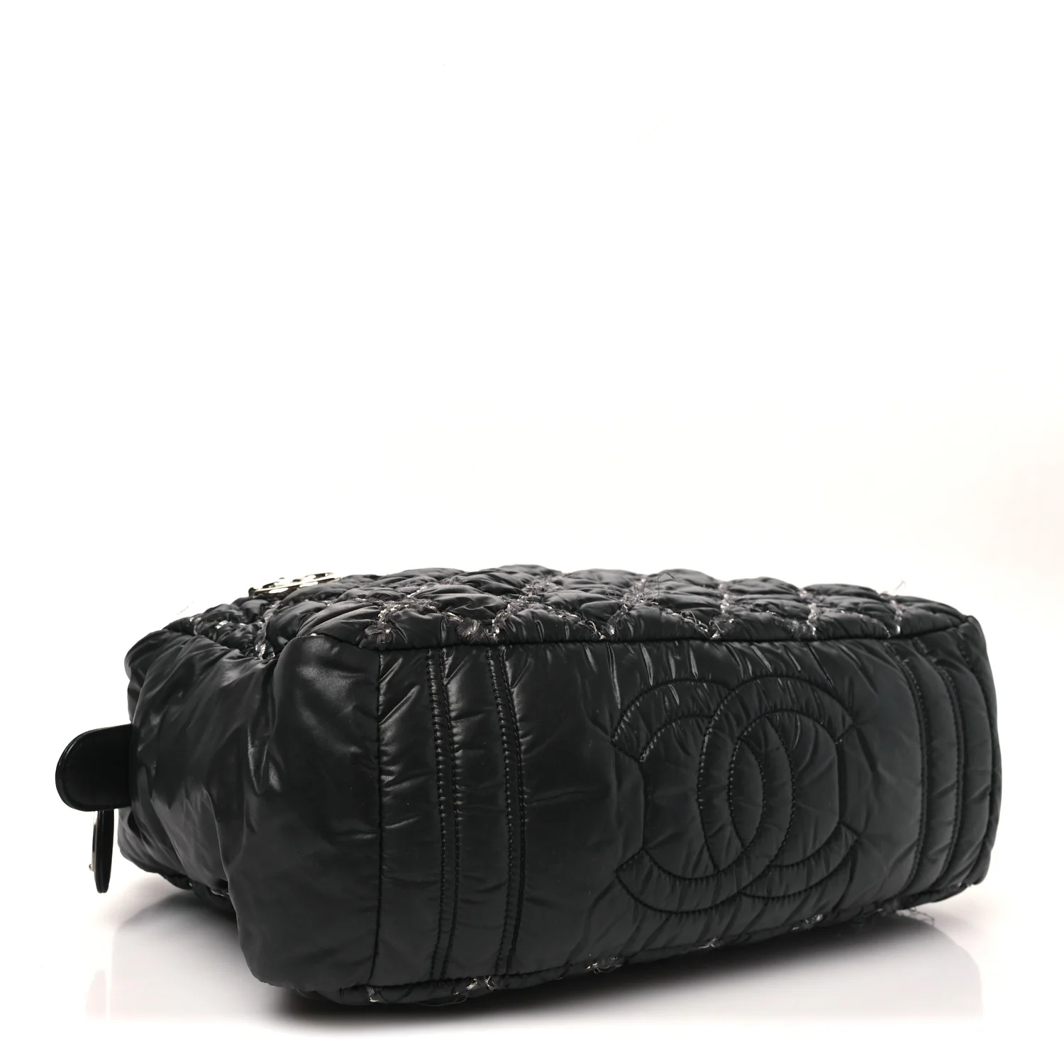 Nylon Quilted Tweed Stitch Bubble Camera Case Black - Top Club