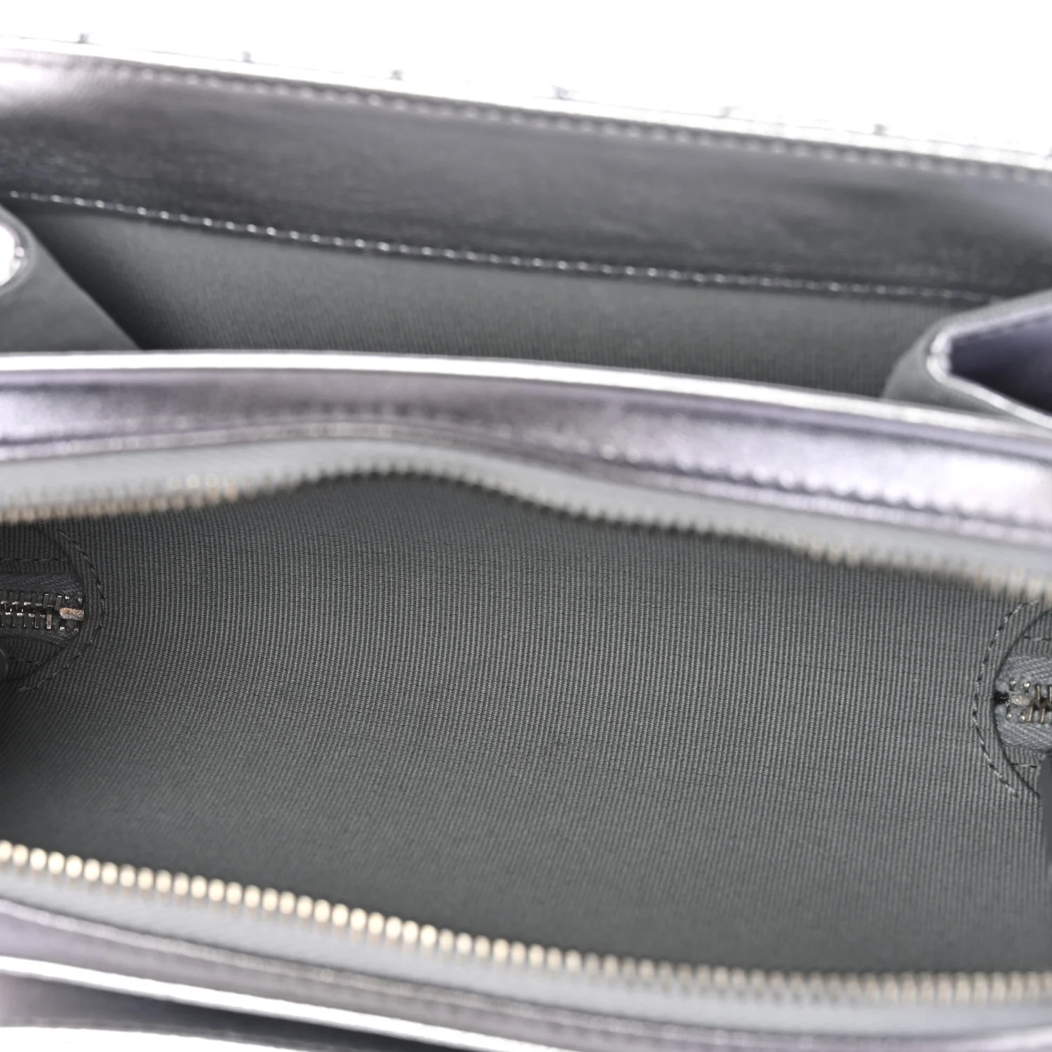 Metallic Lambskin Like A Wallet Flap Silvery Black - Top Club