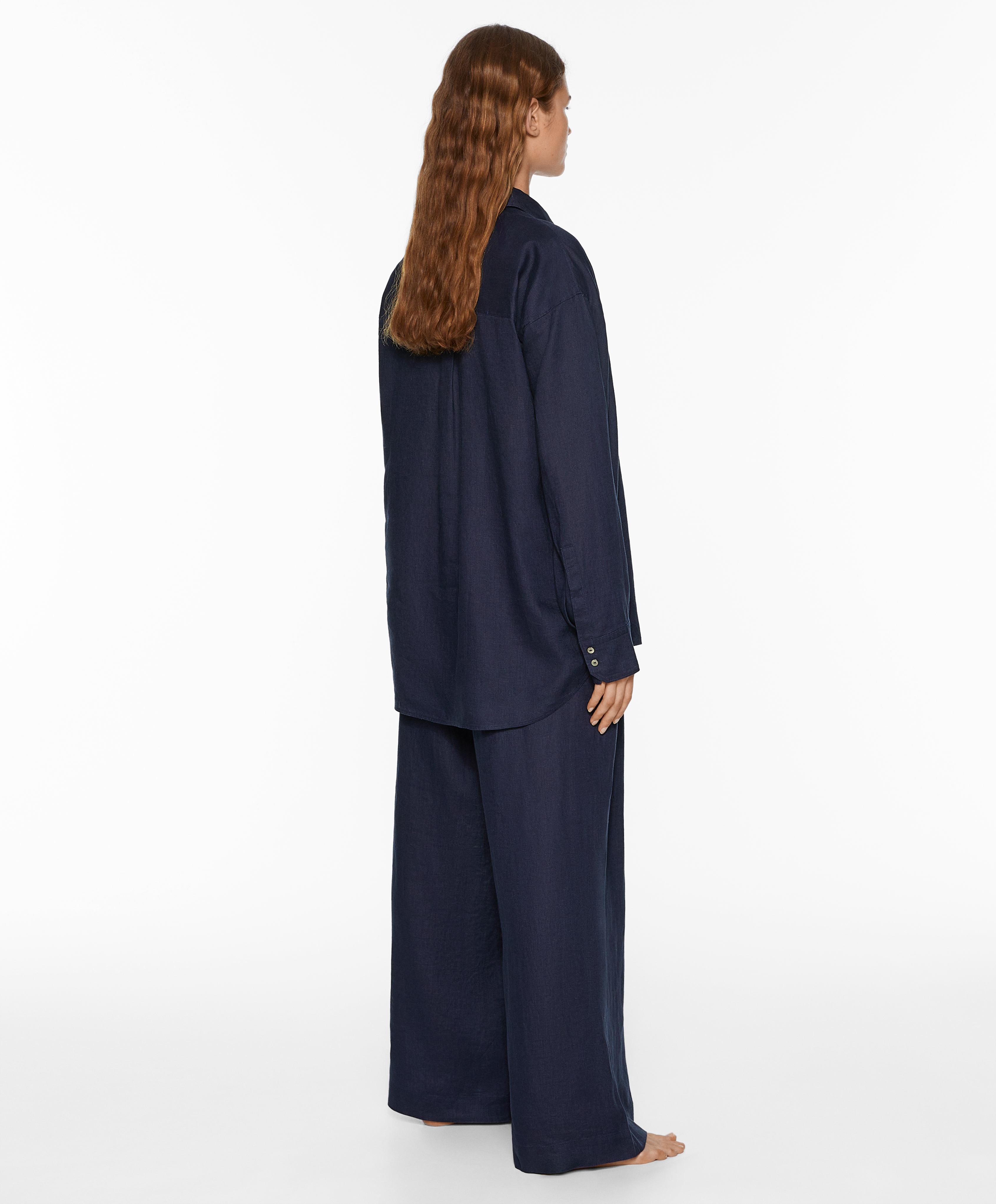 OYSHO 100% linen wide straight-leg trousers