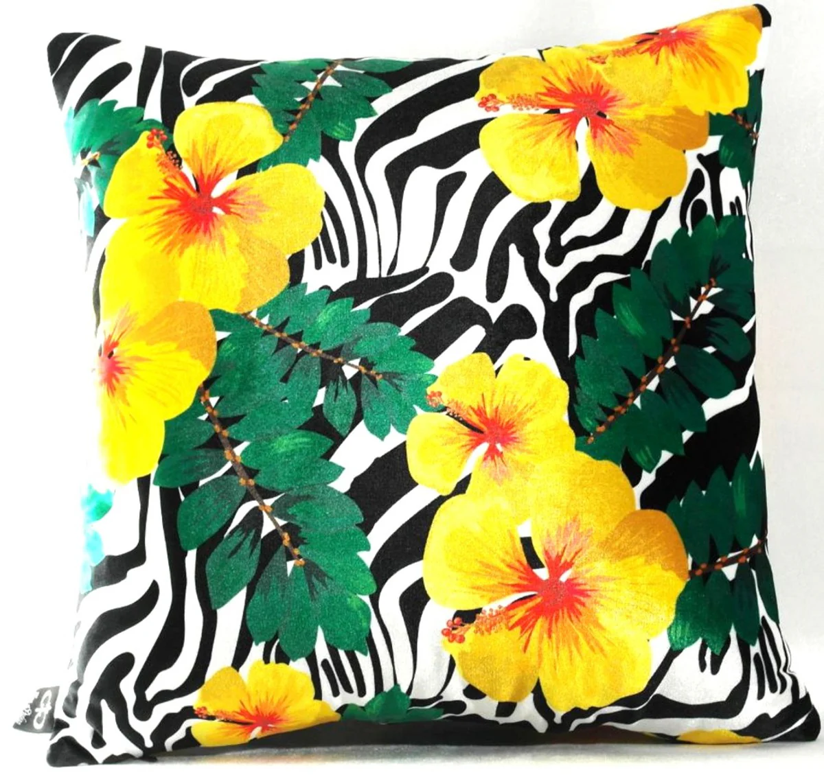 Luxury decorative cushion Florida Flowers Multicolored 45 x 45 cm - Finest velvet fabric - Decorative living room cushion