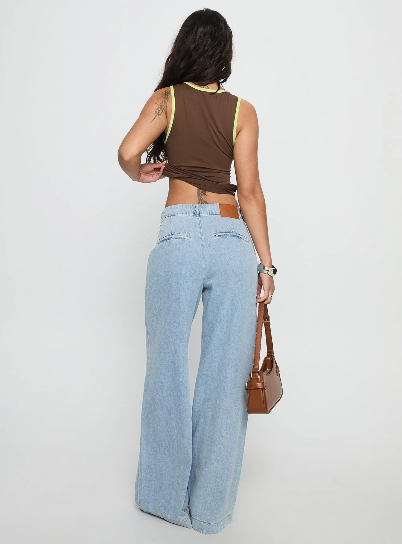 Siloh Mid Rise Wide Leg Denim Jeans Light Blue Wash