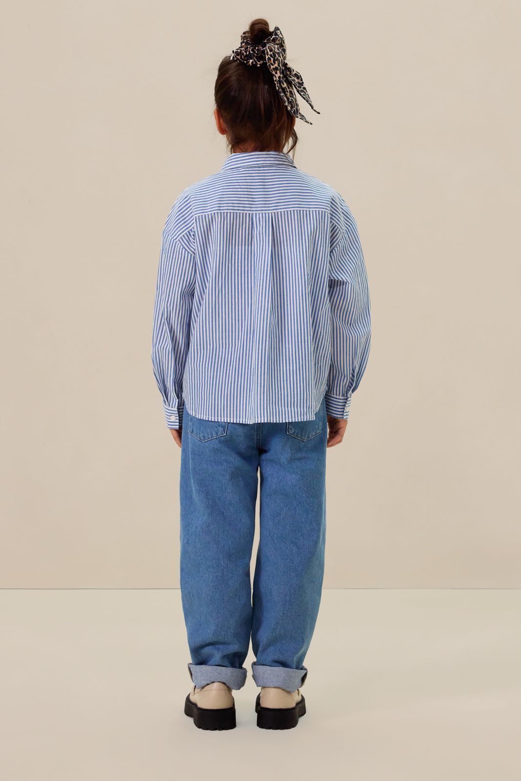 Blauwe gestreepte blouse met hartje