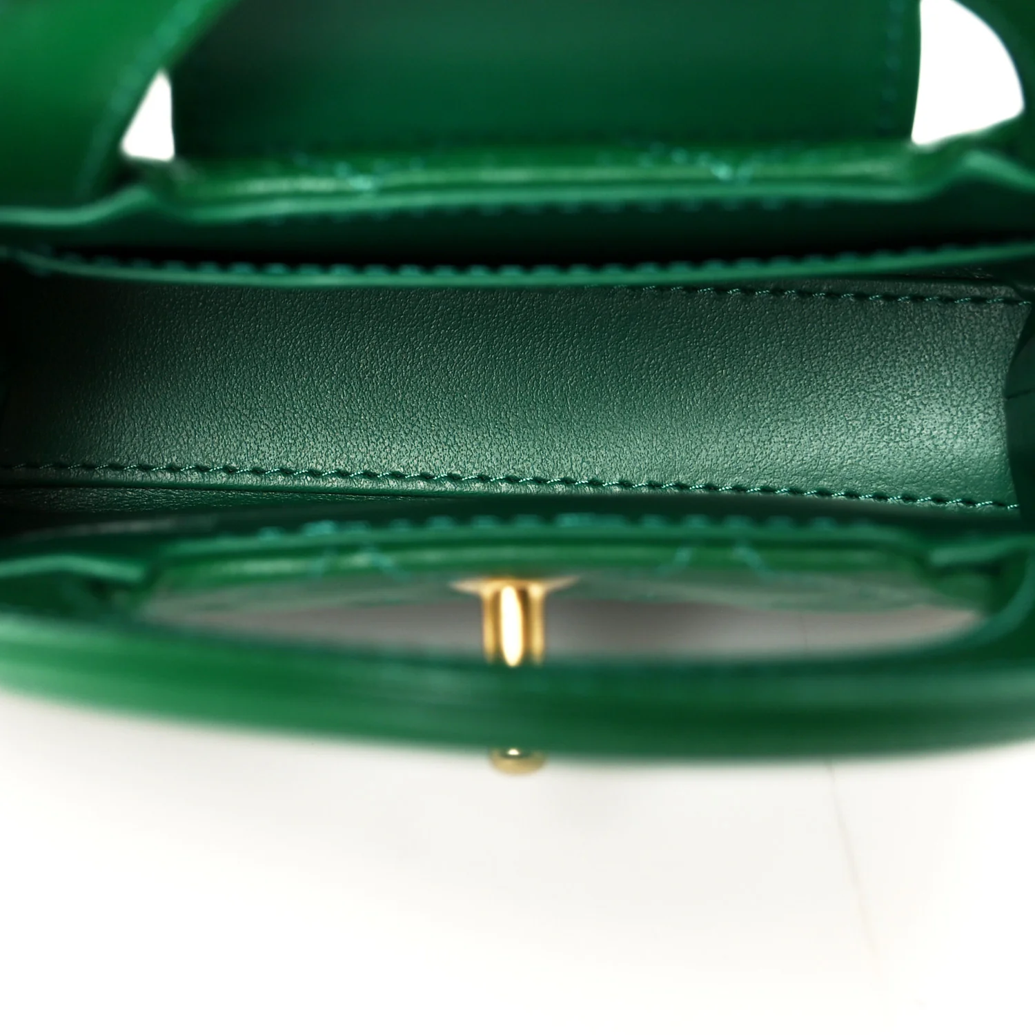 Shiny Aged Calfskin Quilted Mini Nano Kelly Shopper Green - Top Club