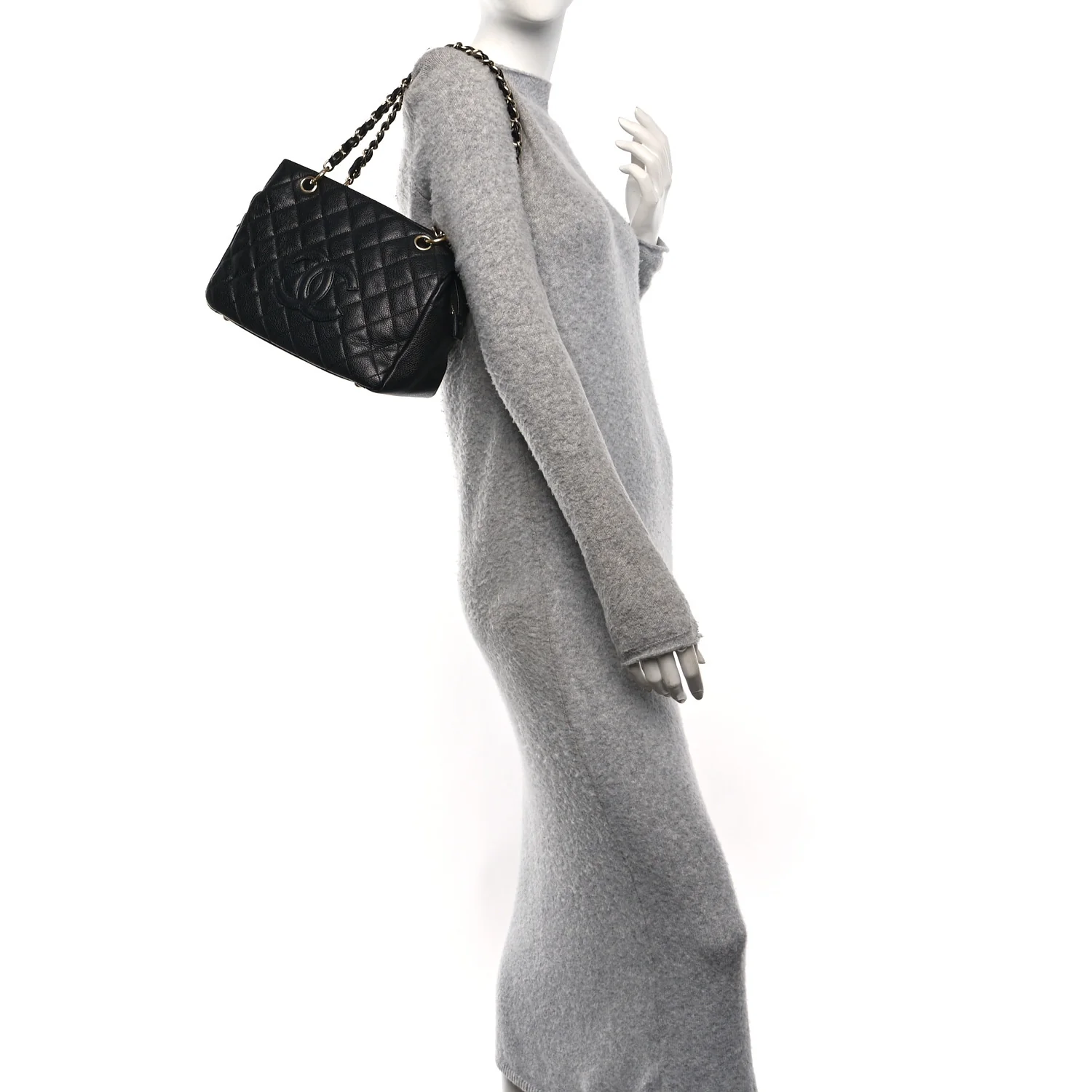 Caviar Quilted Petit Timeless Tote PTT Black