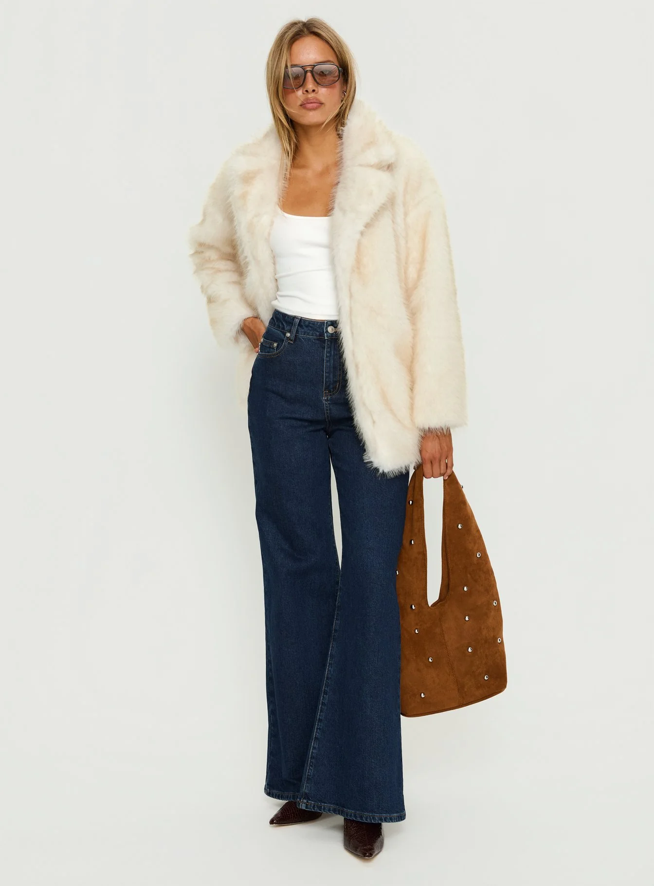 Clova Faux Fur Coat White