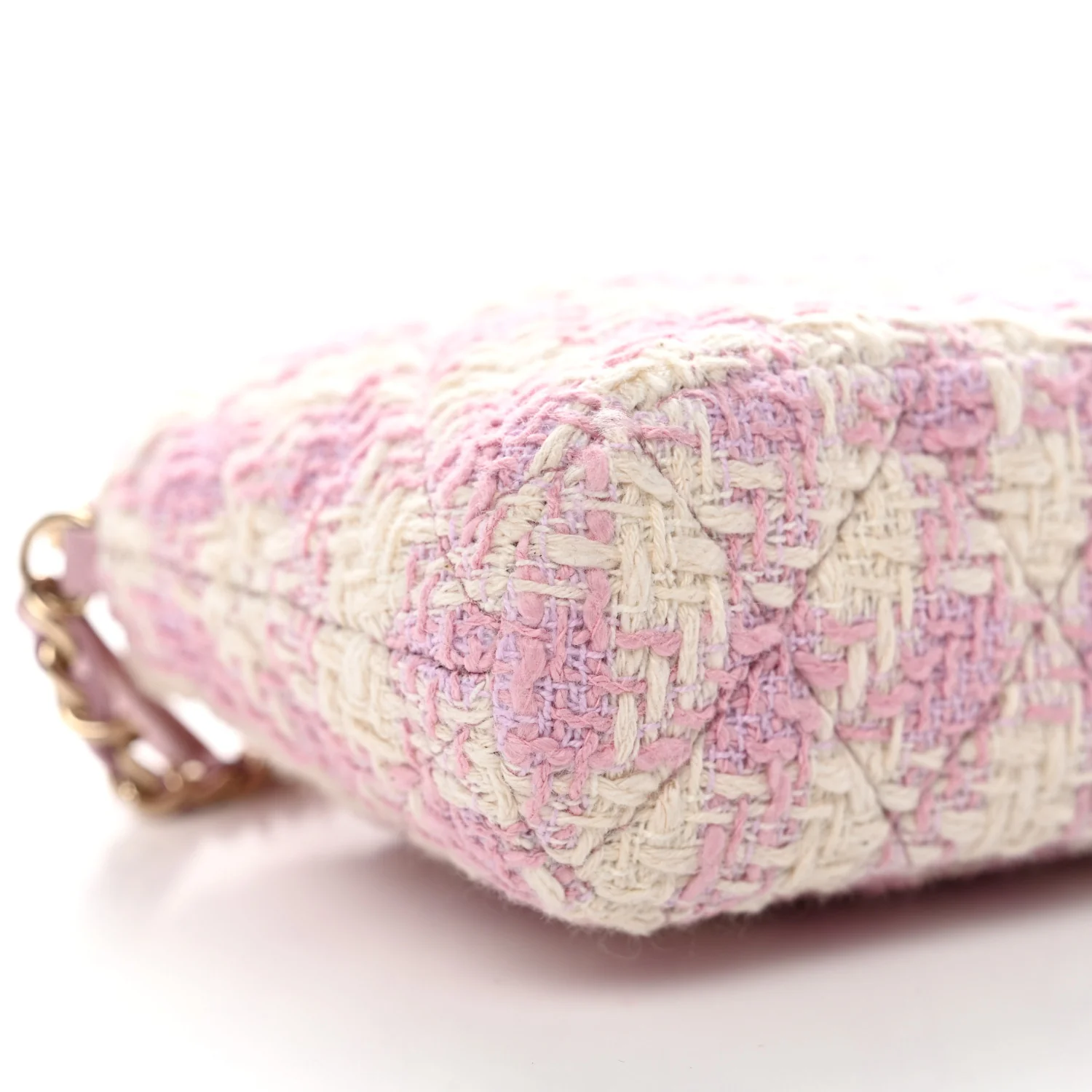 Tweed Quilted Mini Clutch With Chain Pink - Top Club
