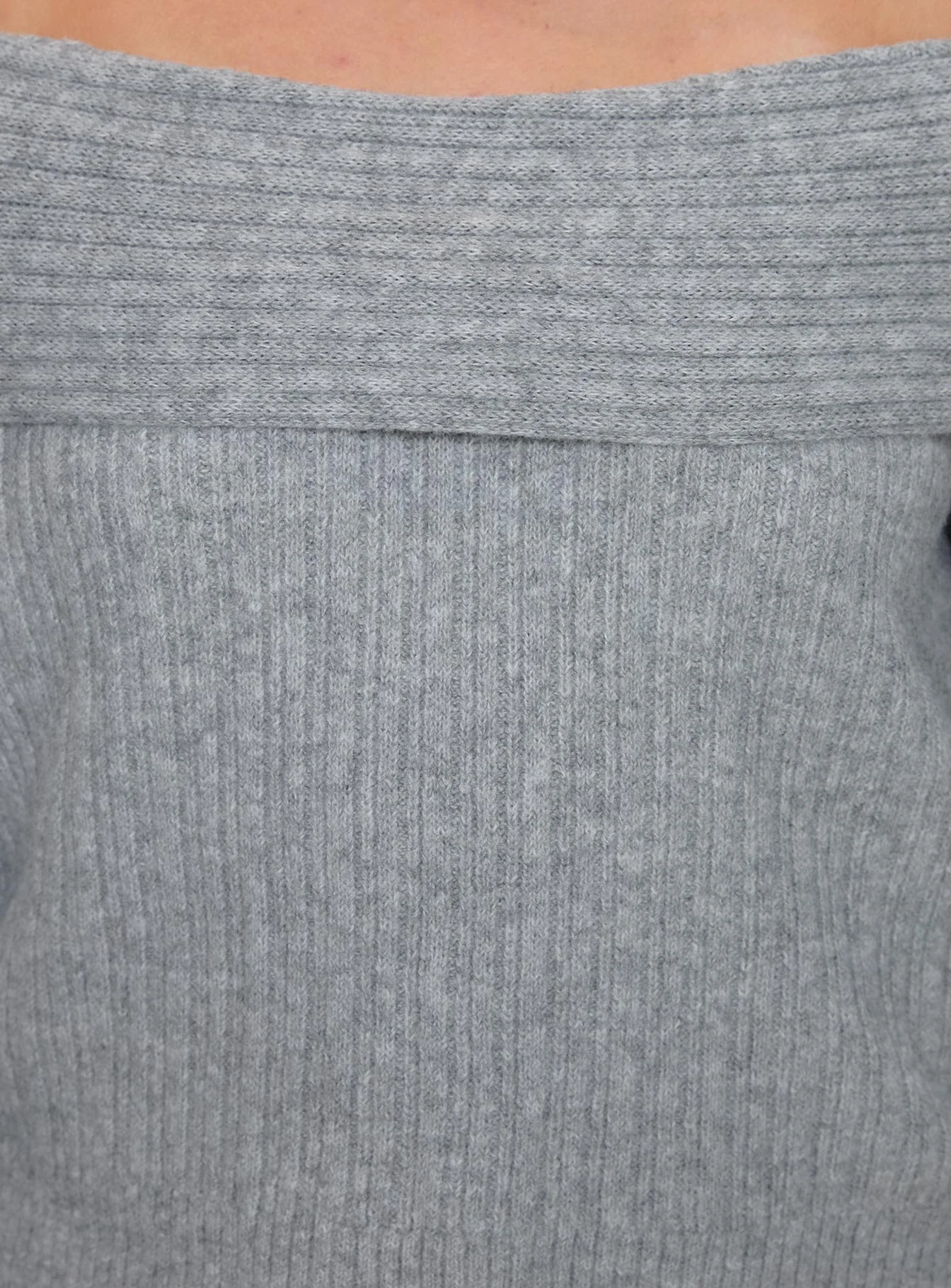 Snowie Off Shoulder Knit Sweater Grey Curve