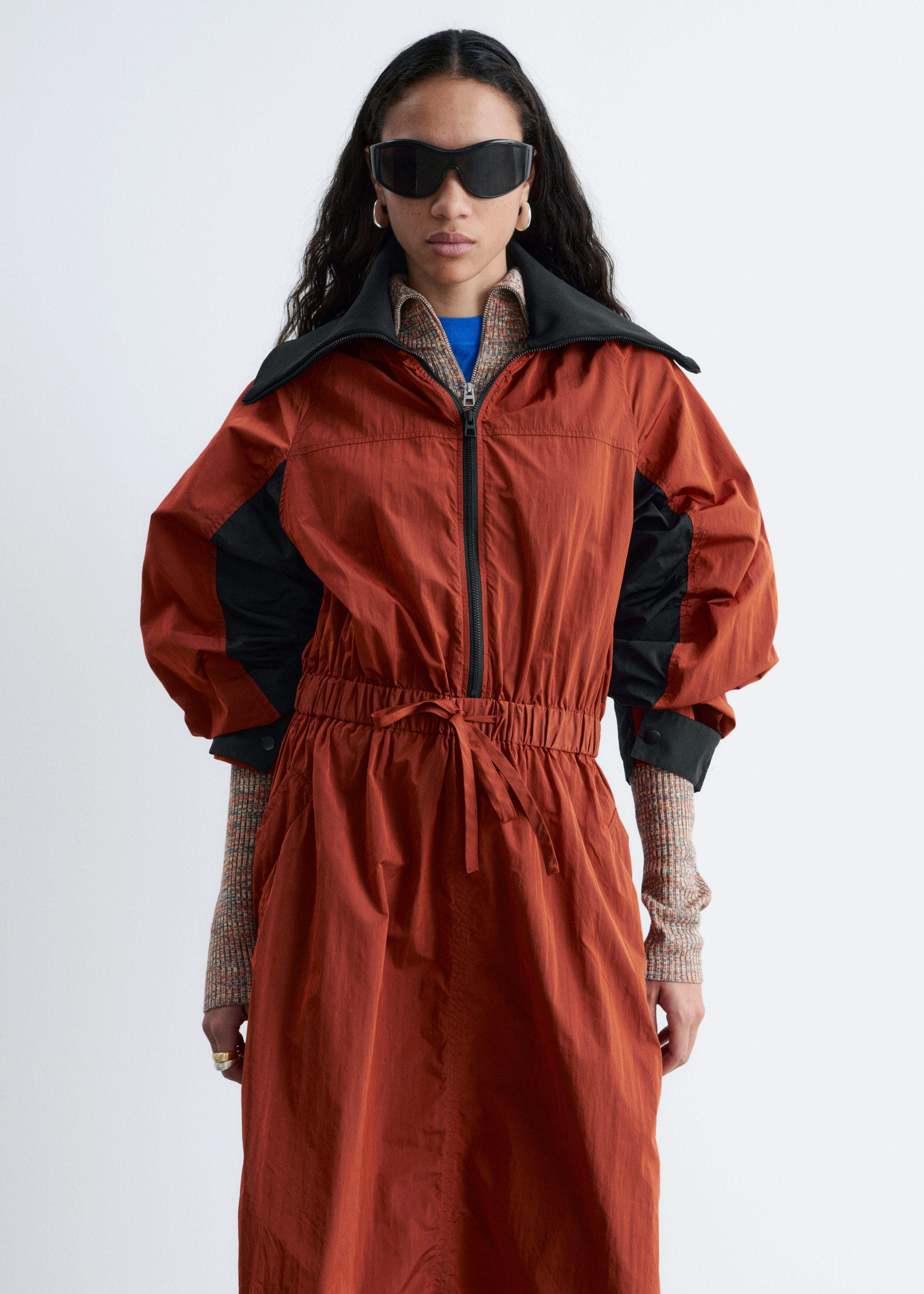 & Other Stories TECHNICAL DRAWSTRING MIDI DRESS