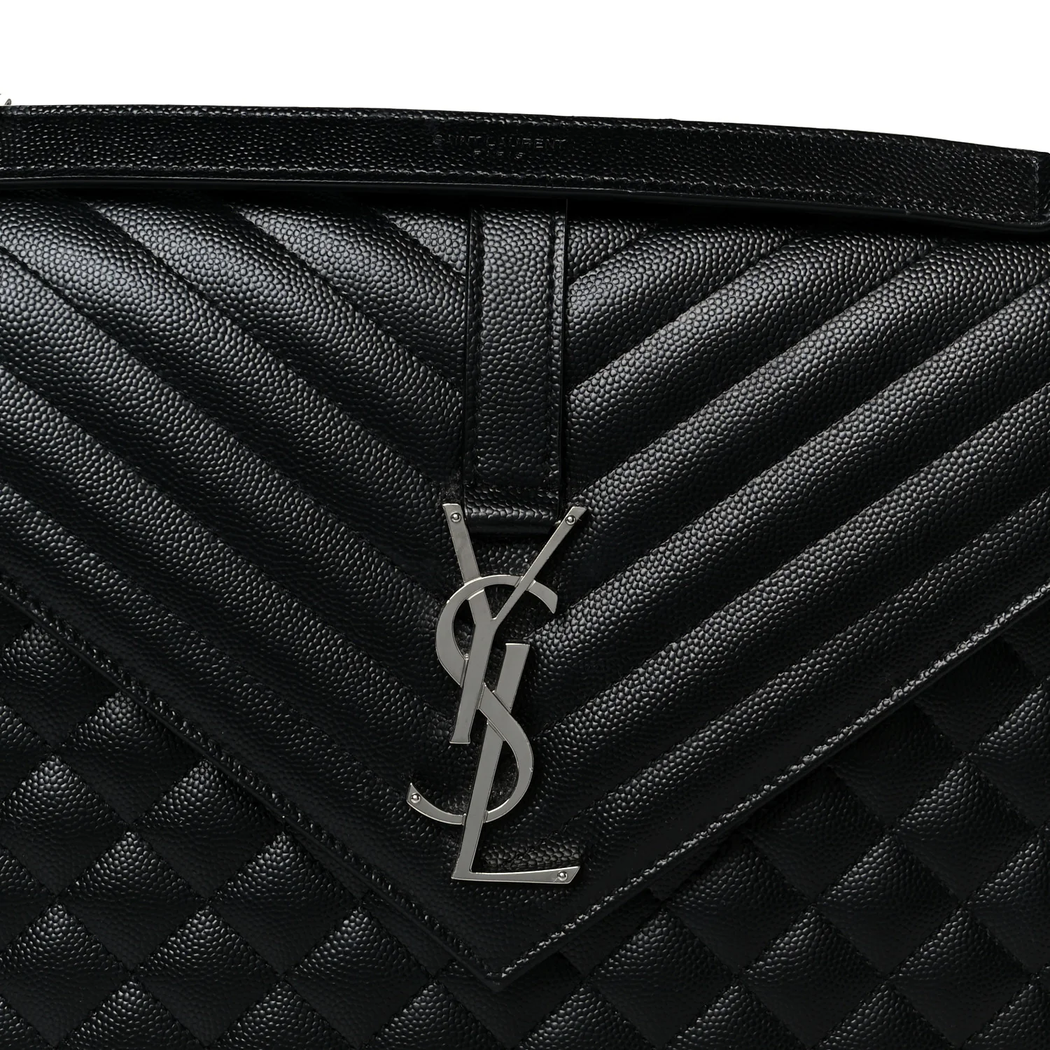 Grain De Poudre Textured Mixed Matelasse Large Triquilt Monogram Satchel Black - Top Club