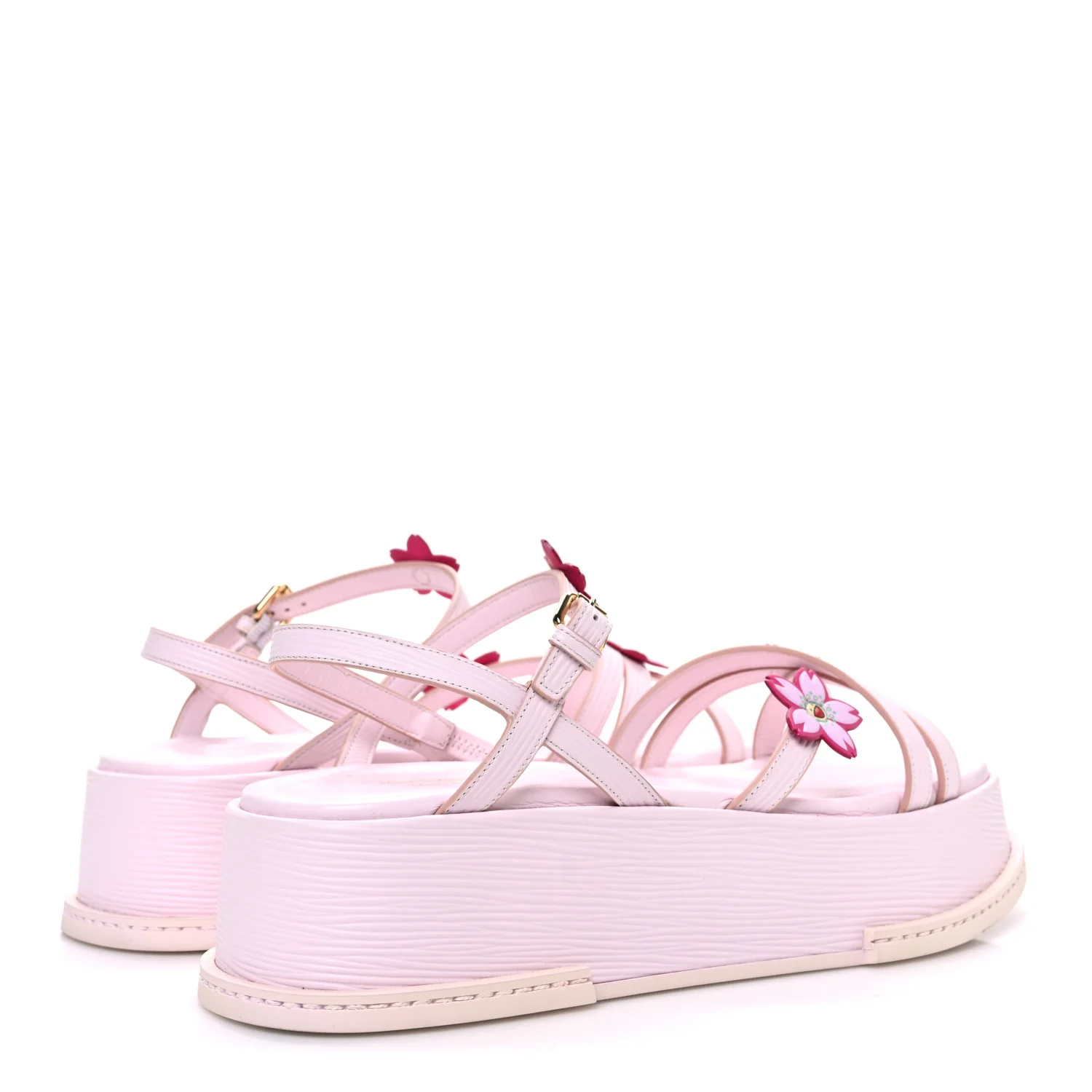 LV X TM Cherry Blossom Calfskin Maya Flatform Sandals 40 Light Pink - Top Club