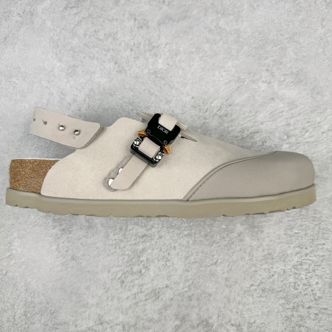 新批次  Birkenstock Dior迪奥 Tokio 勃肯 小牛皮 圆头 时尚凉拖 米灰色 3SA116ZSD_H161 - Sneaker Replica Workshop