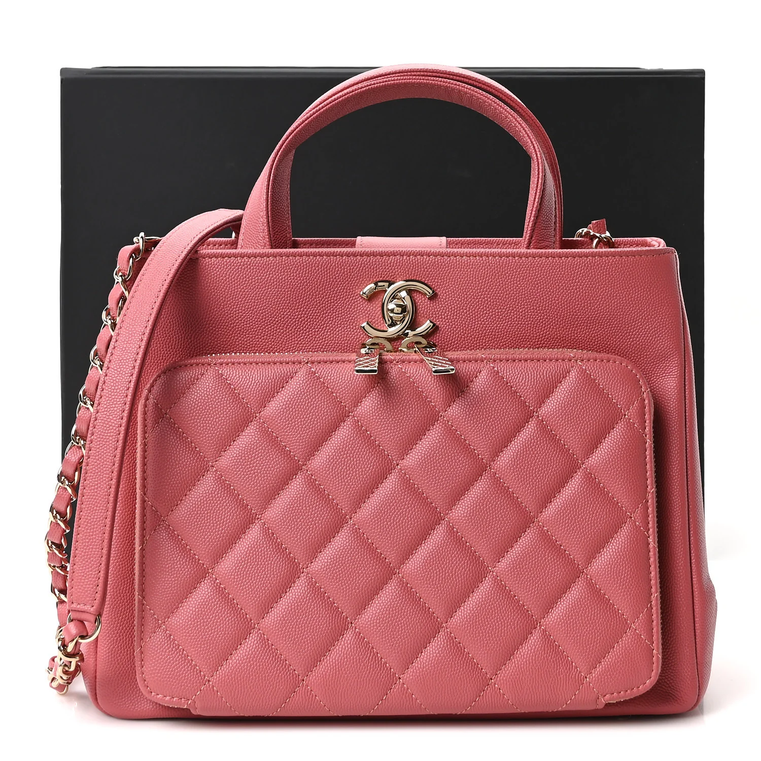 Caviar Quilted Small Business Affinity Shopping Bag Pink - Top Club