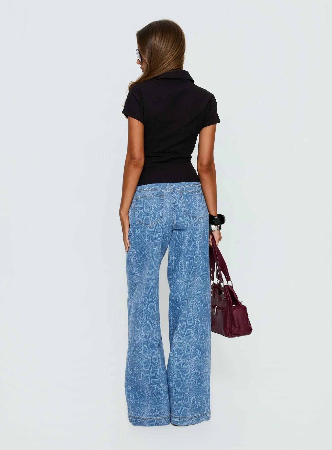 Spoken Truth Mid Rise Straight Leg Jeans Snake Blue Wash
