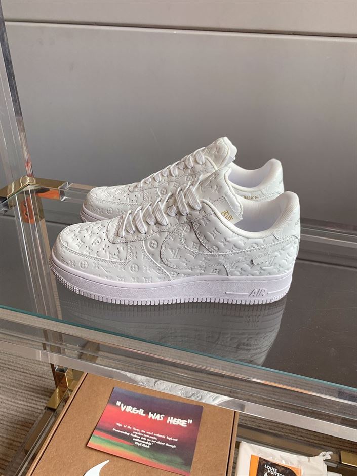 NIKE AIR FORCE 1 LOUIS VUITTON TRIPLE WHITE   LVS109 - Sneaker Replica Workshop