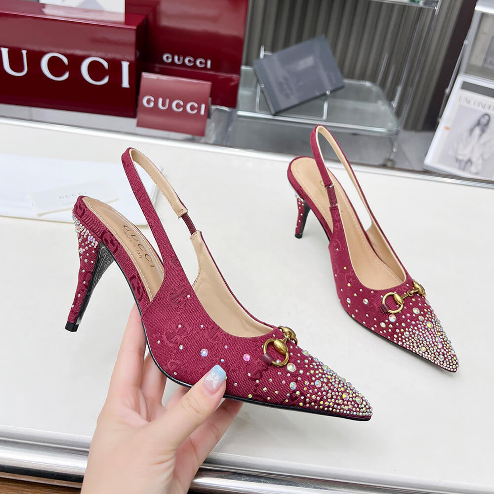 Gucci Women s slingback pump with crystal Horsebit - Top Club