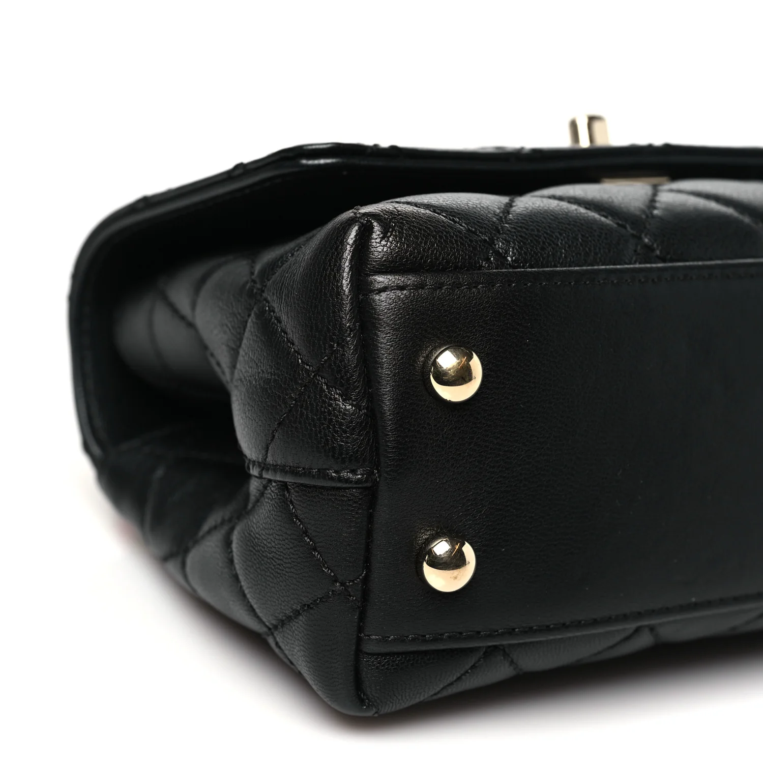 Goatskin Quilted Rainbow Extra Mini Coco Handle Flap Black - Top Club