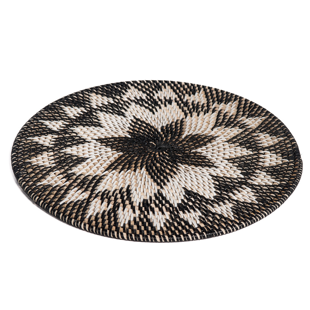 Placemat rotan zwart/naturel - set van 2