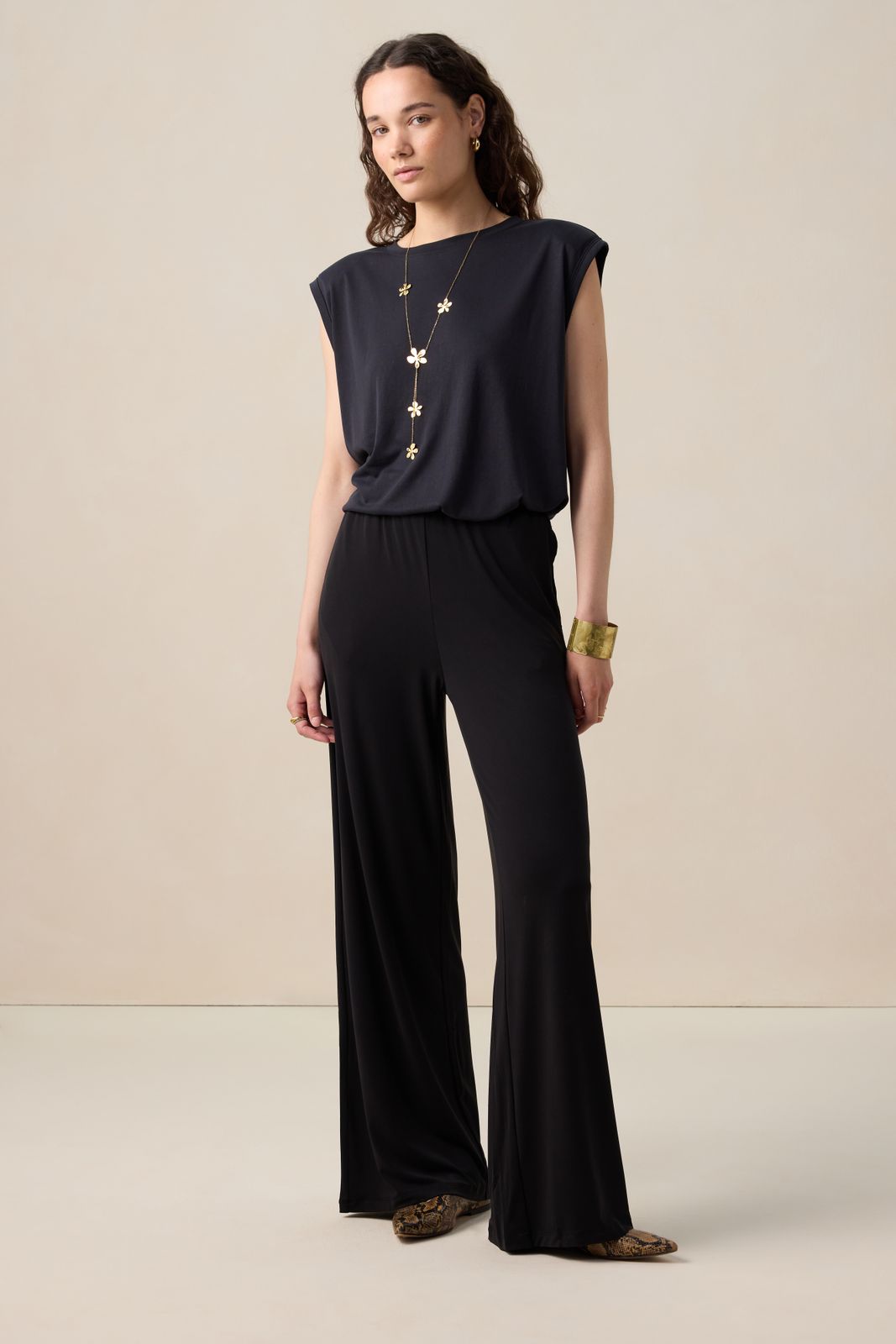 Zwart mouwloos T-shirt