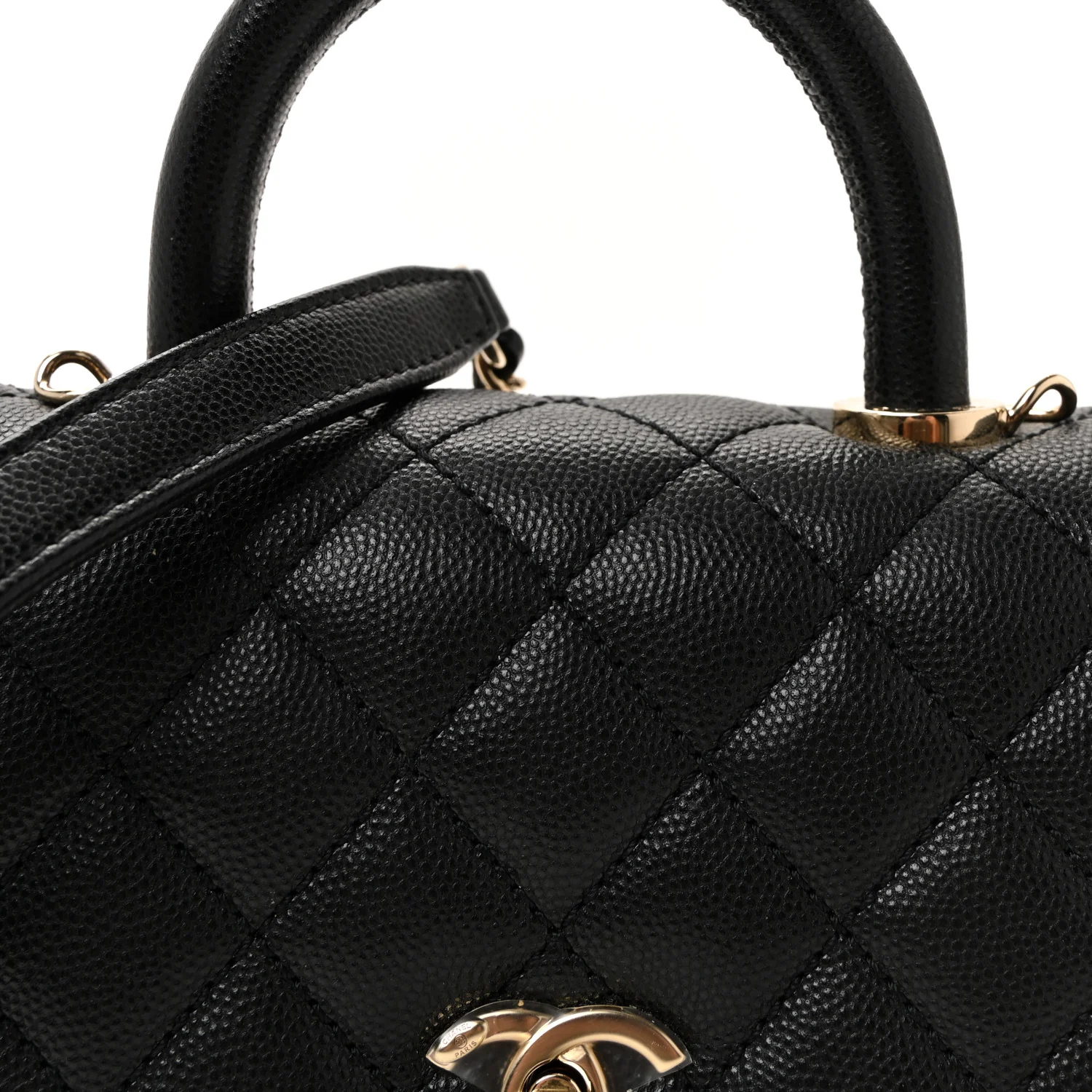 Caviar Quilted Extra Mini Coco Handle Flap Black - Top Club