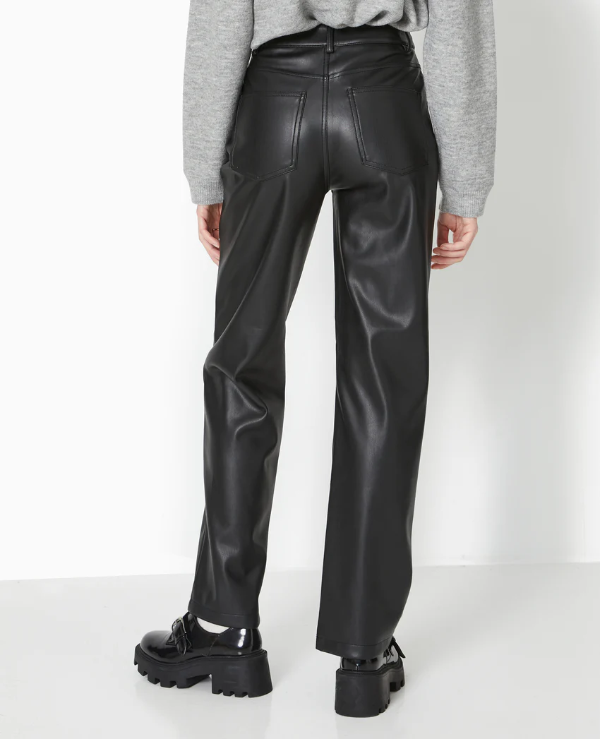 Pimkie Pantalon droit taille haute en simili cuir