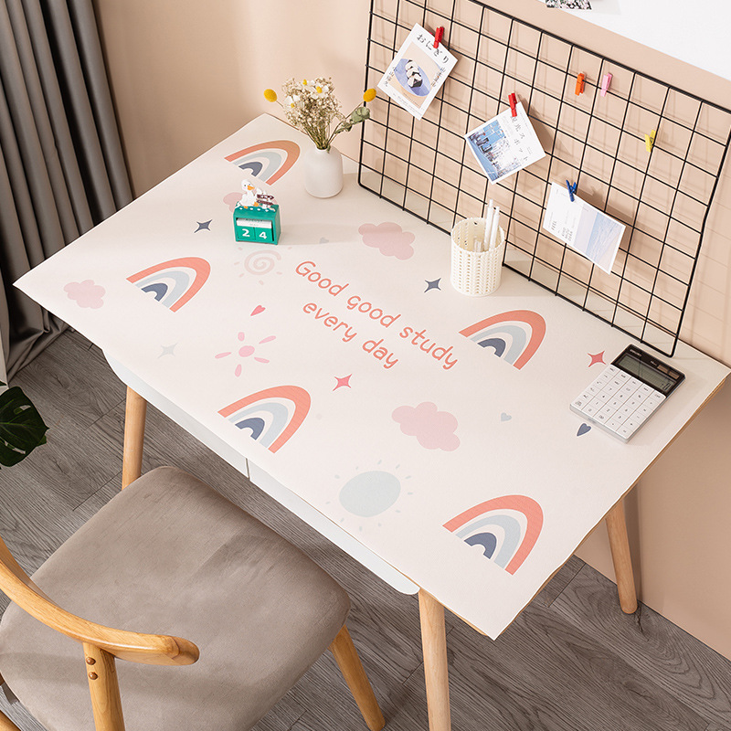 Cartoon Printed PVC Leather Pad Heat Insulation Wiped Clean Table Top Decoration Rectangular Table Mat with Colorful Patttern