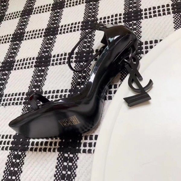 Saint Opyum 110mm Sandals Black Palent Leather - Top Club