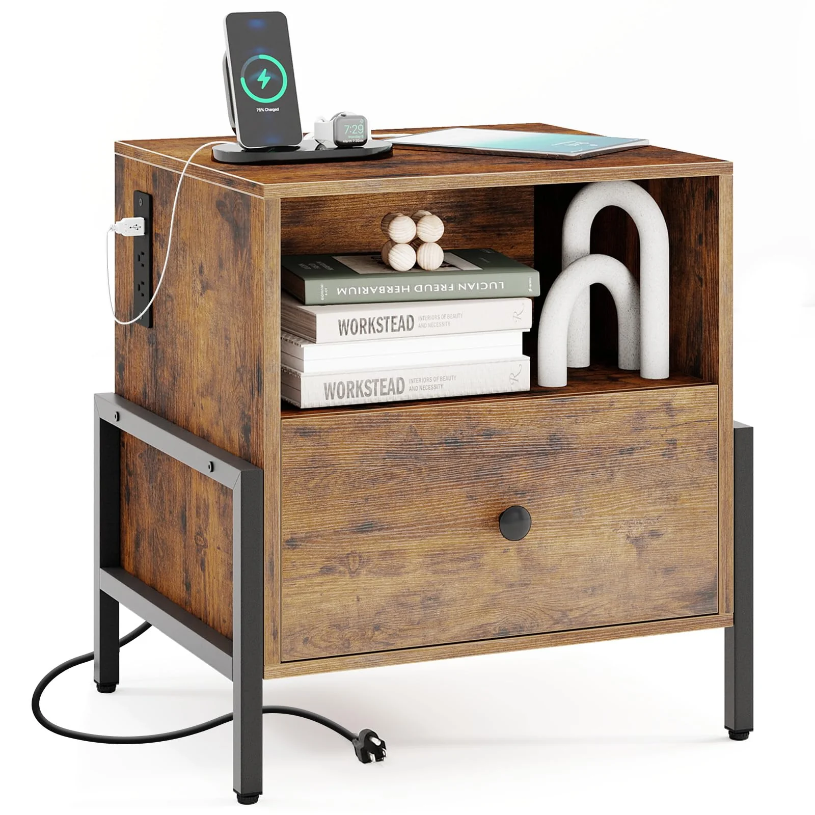 BEFOUNDLOVELY Nightstand with Charging Station（1/2）