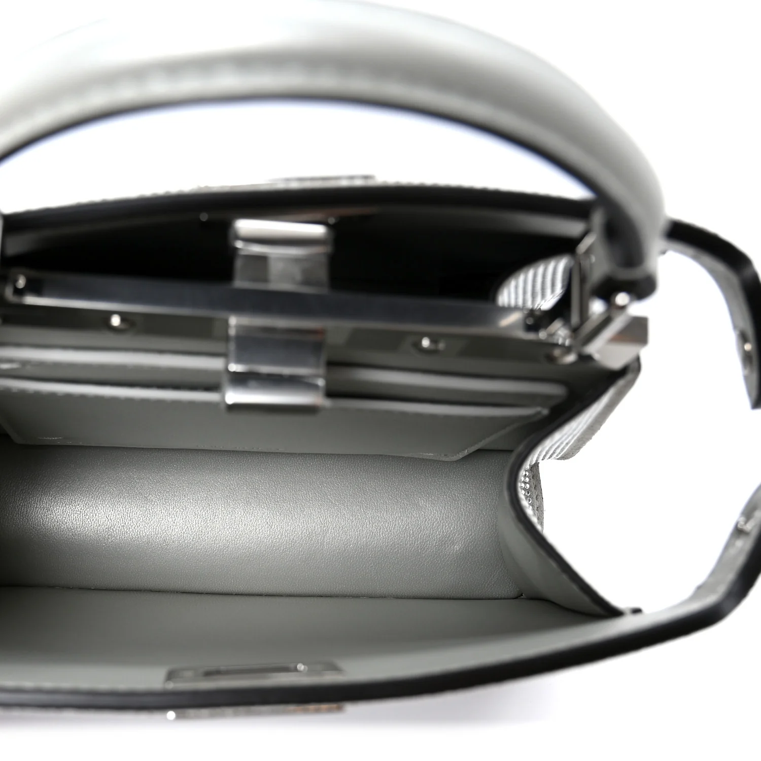 Iridescent Crystal Vitello Laminato Suede FF Petite Peekaboo I SEE U Satchel Cappuccino - Top Club