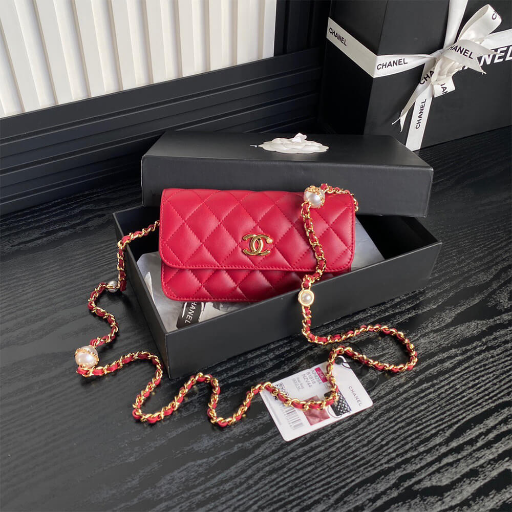 CHANEL Flap Phone Holder with Chain(HIGH-END GRADE)