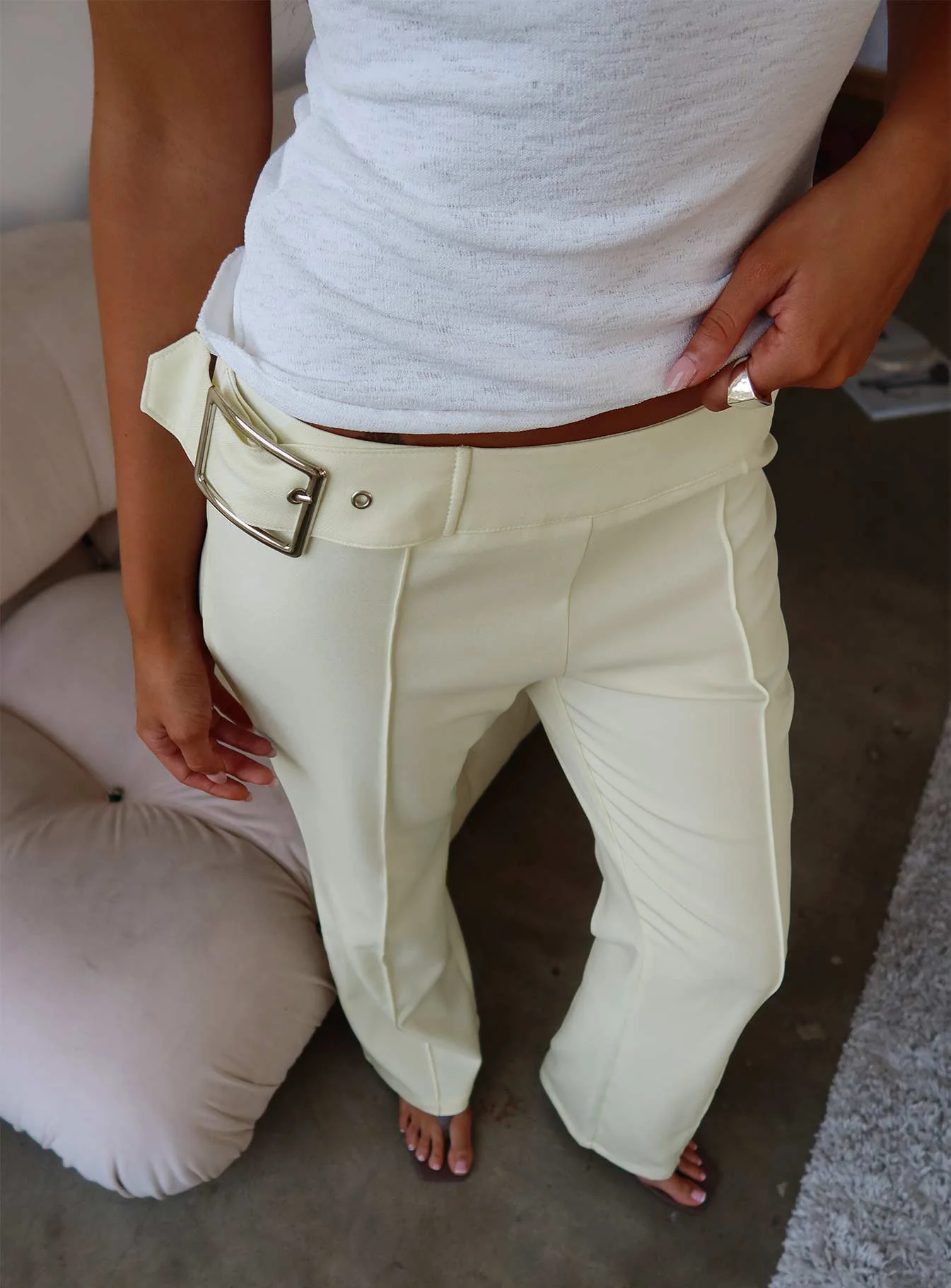 Alyanna Hardware Pants Cream
