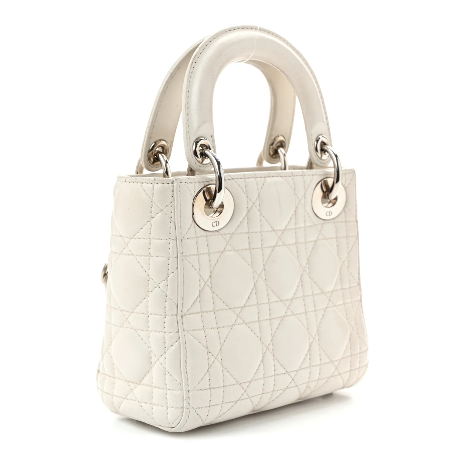 Lambskin Cannage Mini Lady Dior White - Top Club