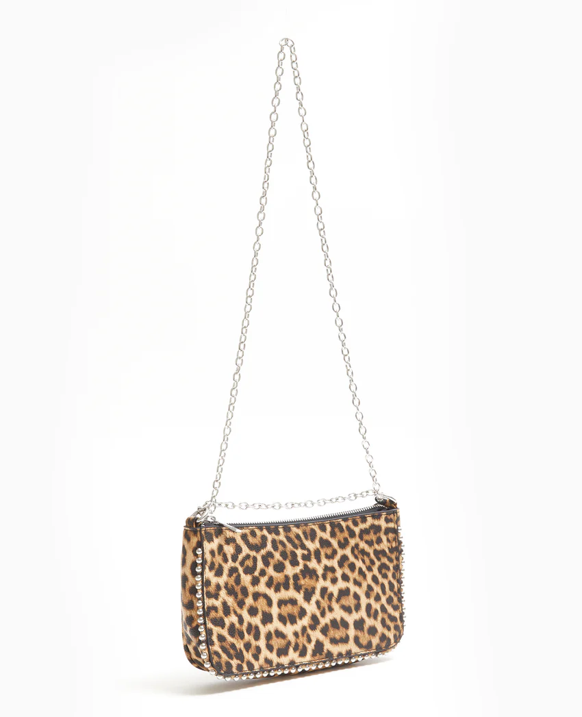 Pimkie Sac pochette motif léopard avec chaînette et clous