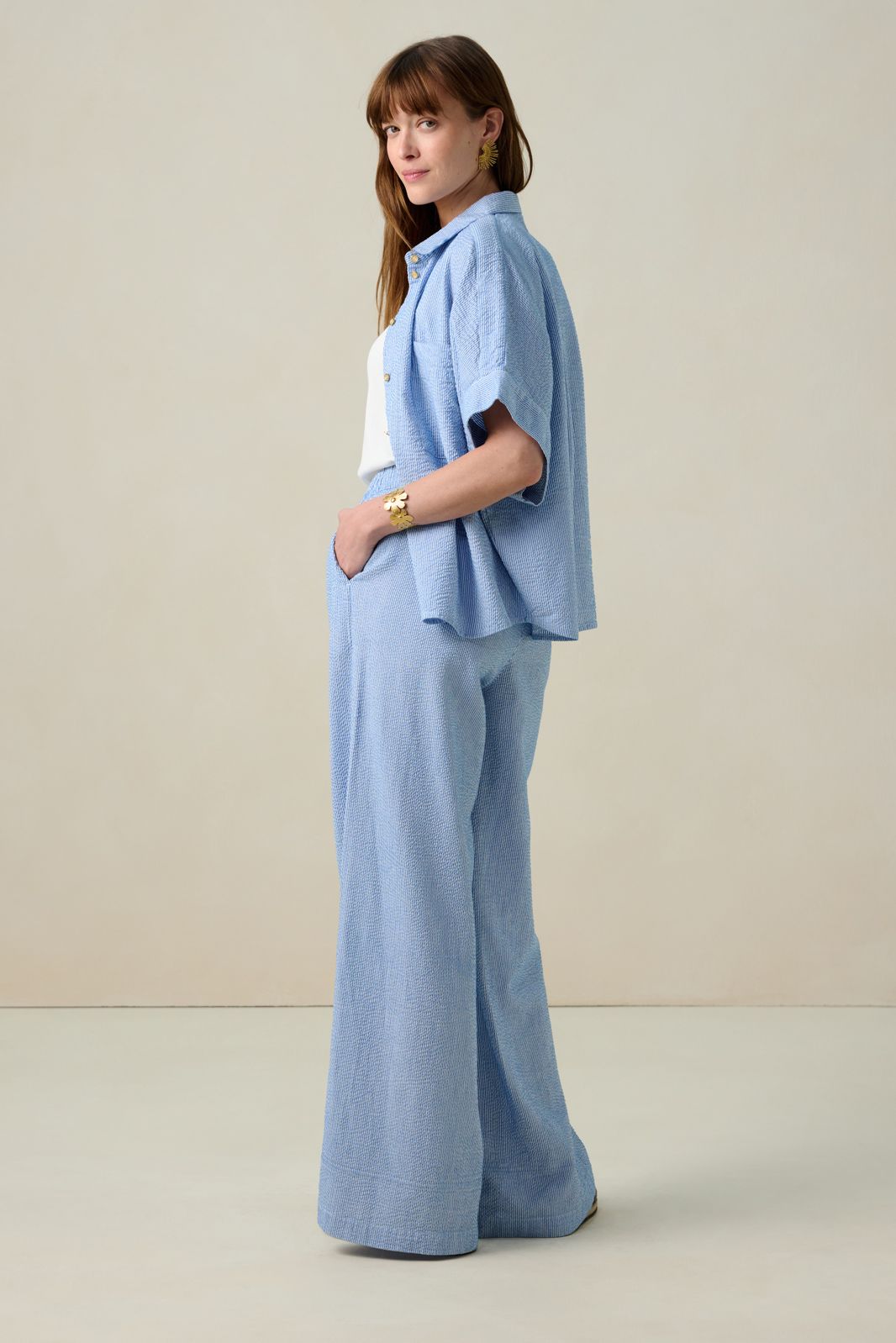 Blauw gestreepte blouse